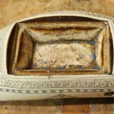 TTT529-Vintage Artek Faux Scrimshaw Maritime Sperm Whale Tooth Trinket Box