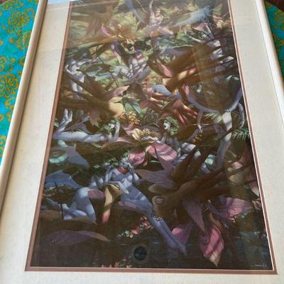 TTT180 Print of a Painting Exotic Subject - Plants and Harpies