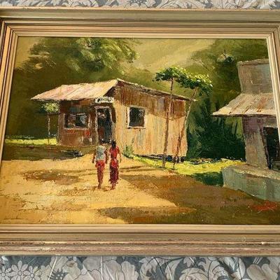 TTT153 Framed Original Painting on Canvas by A. LaMoyne Garside