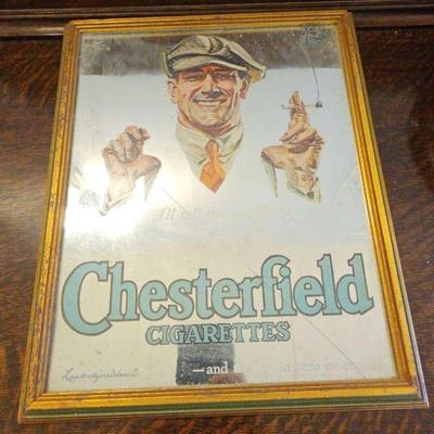 TTT265-Rare Vintage Chesterfield Cigarettes Mirrored Advertising Poster