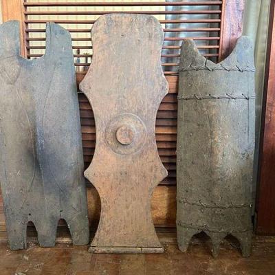 TTT421- (3) Vintage Philippine Bontoc Wooden Shields
