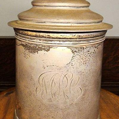 TTT297-Antique 1894 Howard & Co. Sterling Engraved Lidded Tankard
