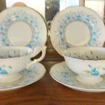 TTT418-Vintage Collectible Coalport Harebell China Teaset For 2