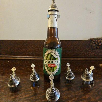TTT216-Vintage Ko'olau Lager Beer Bottle W/6 Old-time Beer Stein Lids