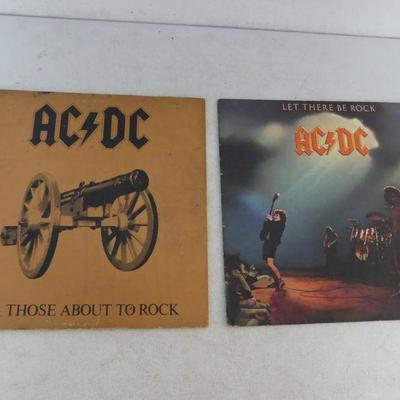 Vintage 1977 & 1981 AC/DC Vinyl LPs "Let There Be Rock" & "For Those About to Rock"