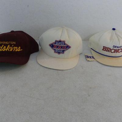Vintage Super Bowl XXII Team Caps from the Washington Redskins & Denver Broncos with Super Bowl XXII Cap