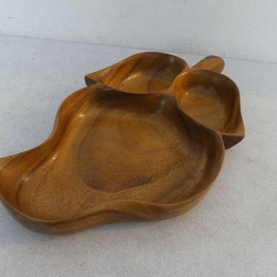 Vintage 1960s Blair Ltd. Hawaii Monkey Pod Hand Made 3-Section Server