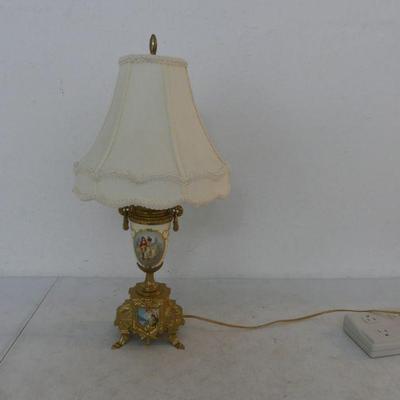 Vintage French Porcelain Victorian Porcelain Cameo Urn Table Lamp - 21" Tall
