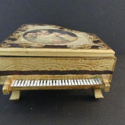 Vintage Enesco Wooden Piano Musical Jewelry Box - Plays "Lara's Theme (Somewhere My Love)"