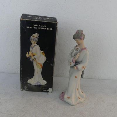 Vintage Price Products Porcelain Japanese Geisha Girl Figurine in Box - 9" Tall