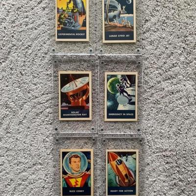 6 Space Patrol Cards - Lucite Cases - 1953 - Near Mint
