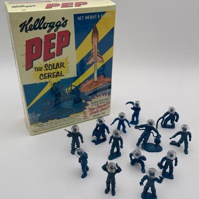 Space Cadet Duo - Vintage Cereal Box & Spacemen w/ Helmets