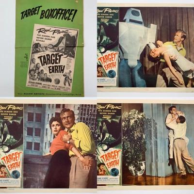 "Target Earth" Movie Lot - Complete Lobby Card Set/Ad Broadsheet -1960