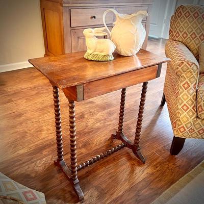 Antique side table with drawer and barley twist legs