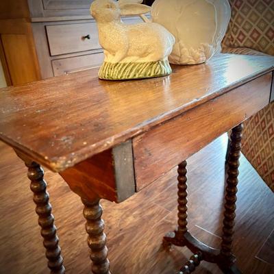 Antique side table with drawer and barley twist legs