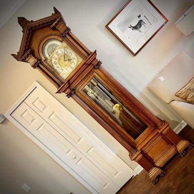 Antique 8-foot Harrington grandfather clock with chimes - from church in NY