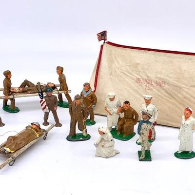 Manoil medical unit w/ tent and related figures