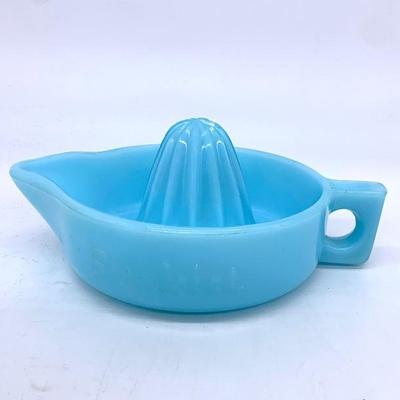 Antique McKee Sunkist juicer in rare blue.