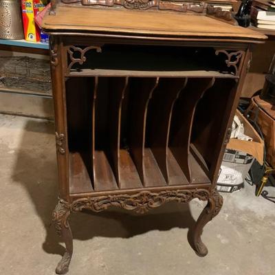 1930's carved record cabinet