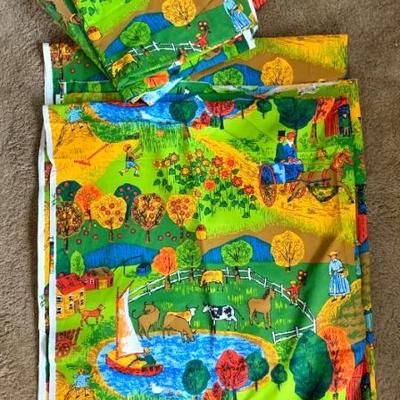 Large lot of vtg. screen-printed fabric