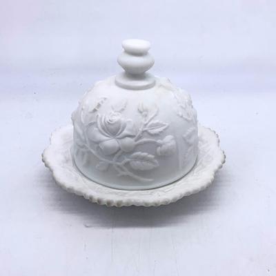Vintage Imperial Glass satin butter/cheese dish