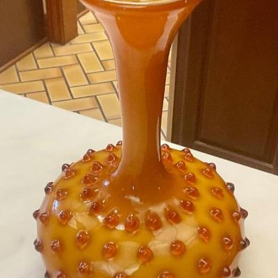 Orange hobnail vase