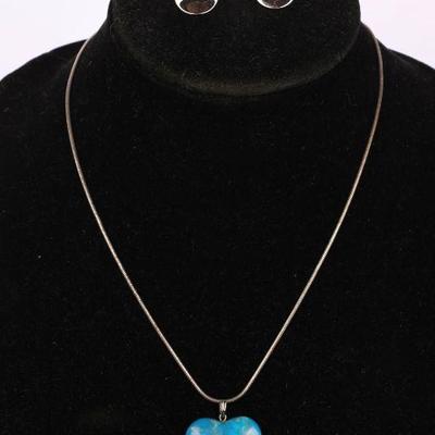 Sterling silver necklace with turquoise heart pendant