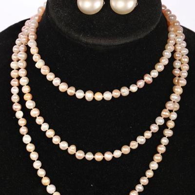 Pearl necklace and earrings