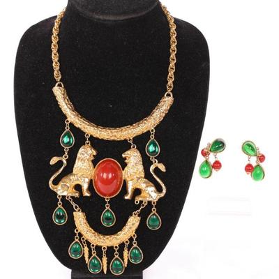 Kenneth Lane Lion necklace and earrings