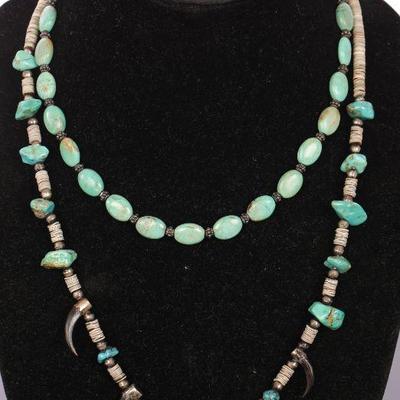 2x turquoise Native American necklaces