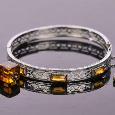 Art Deco Nu-Wite bracelet, earrings and ring