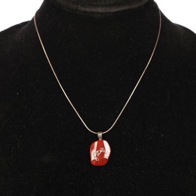 sterling silver necklace with jasper pendant
