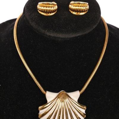 Vintage Monet shell necklace and Napier earrings