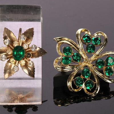 Vtg rhinestone brooch and pendant