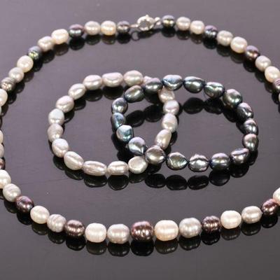 Pearl necklace and earrings