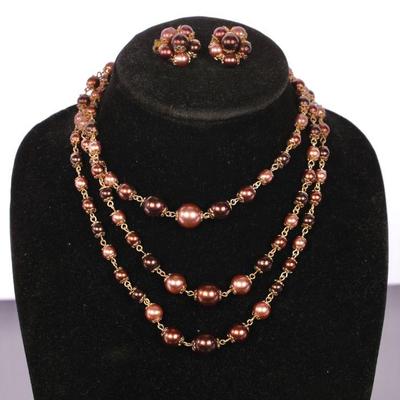 Pearl necklace and earrings