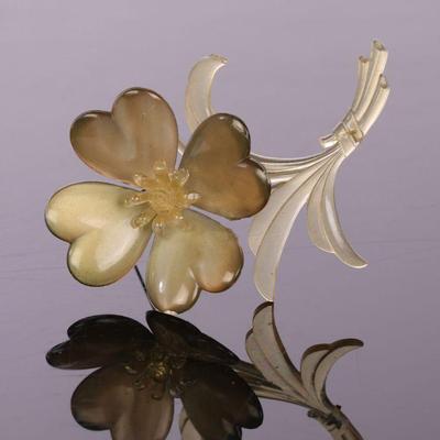 Lucite flower brooch