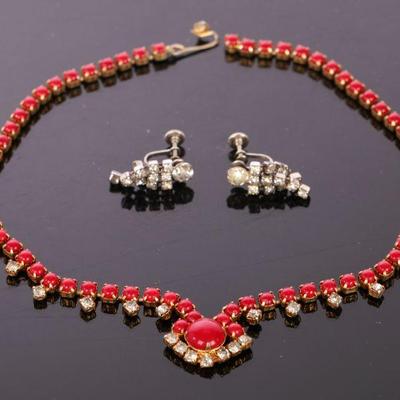 Rhinestone necklace and earrings