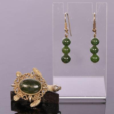 Jade earrings and turtle locket