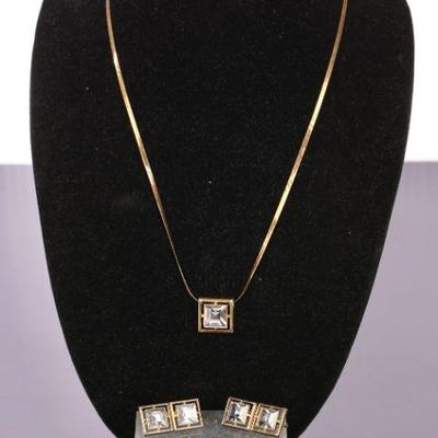 Sterling silver necklace, 2 pr earrings