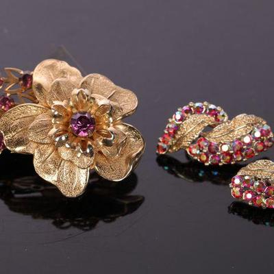 Vintage earrings and brooch