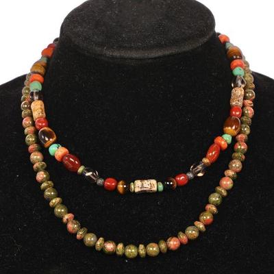 Jade and semi-precious gemstones necklaces