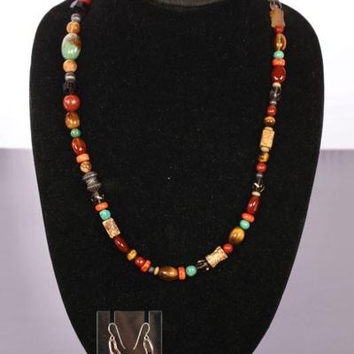 semi-precious gemstone necklace and earrings