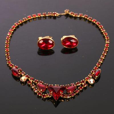 Vintage jeweled necklace and earrings