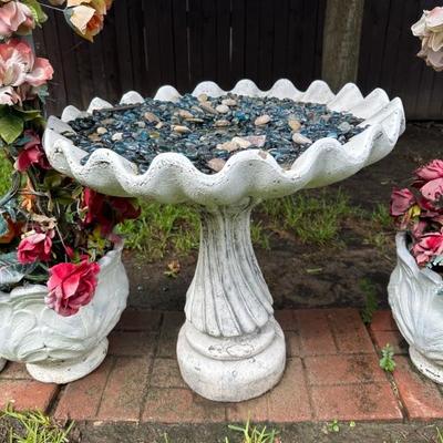 concrete yard art birdbath
