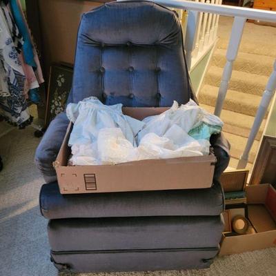 Recliner and Vintage Child Dresses 