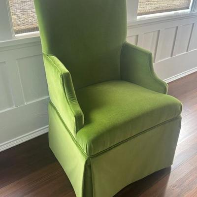 Green velvet chairs (2)
43” high 22” wide