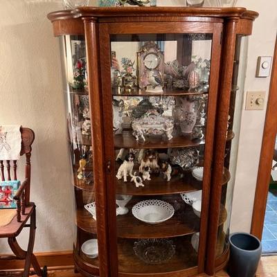 Oak bow front china cabinet $300
