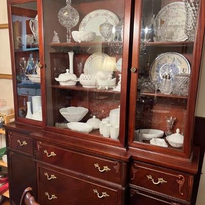 Antique China cabinet w/pull out desk top and french pulls $550
