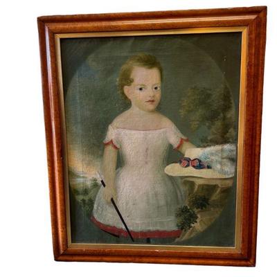 Early 19th Century Portrait of Young Girl with Riding Crop